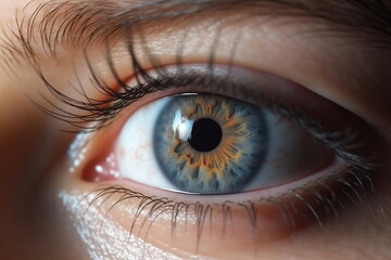 Naklejka premium Perfect blue-eye macro. Perfect vision. The vision of the future and healthy life concept. View precise and straight to the target