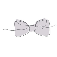 Bow tie drawn in one continuous line in color. One line drawing, minimalism. Vector illustration.