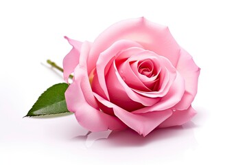 Pink rose isolated on white background.