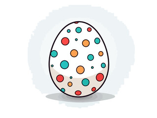 Doodle Easter egg with polka dots, cartoon sticker, sketch, vector, Illustration, minimalistic