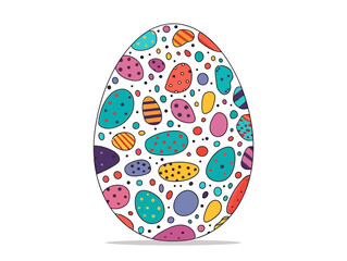 Doodle Easter egg with polka dots, cartoon sticker, sketch, vector, Illustration, minimalistic
