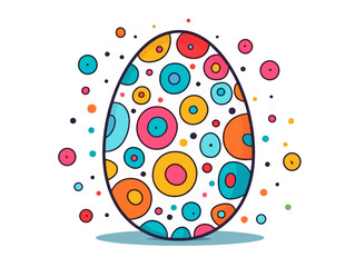 Doodle Easter egg with polka dots, cartoon sticker, sketch, vector, Illustration, minimalistic