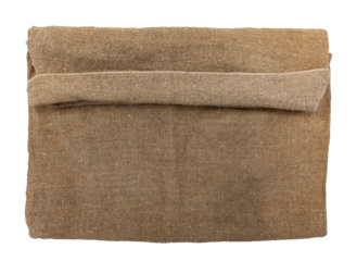 Burlap texture. A piece of torn burlap on a white background. Canvas. Packing material