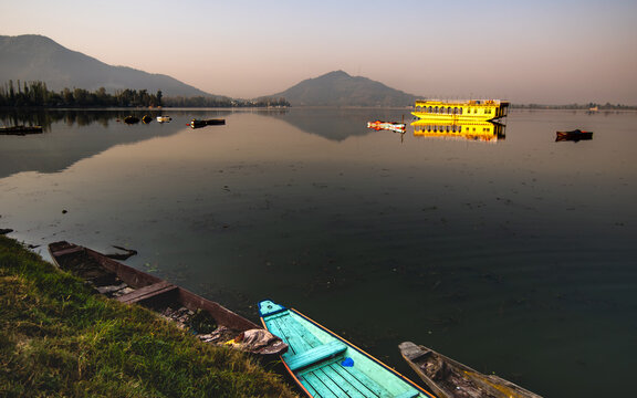 Dal lake landscape srinagar Kashmir india