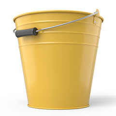 Empty metal garden bucket for hydration of plants isolated on a white background
