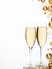 New Years Eve champagne bubbles background with copy space