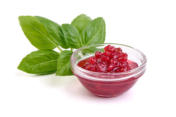 Lingonberry jam, isolated on white background.
