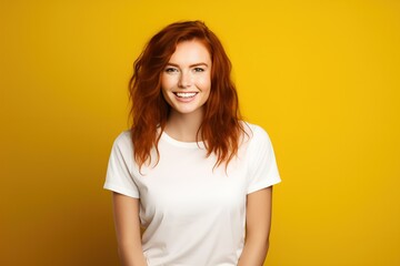Fototapeta premium Portrait of a Beautiful Fictional Female Model Smiling Candidly. Generative AI.