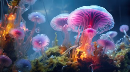 jellyfish in aquarium. Generative AI