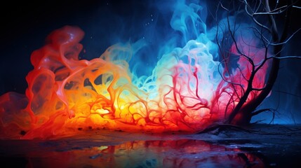 fire in the forest abstract colors. Generative AI
