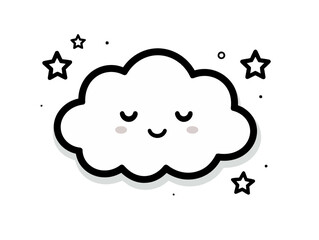 Doodle Thought bubble with stars, cartoon sticker, sketch, vector, Illustration, minimalistic