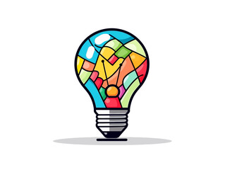 Doodle Puzzle light bulb, cartoon sticker, sketch, vector, Illustration, minimalistic