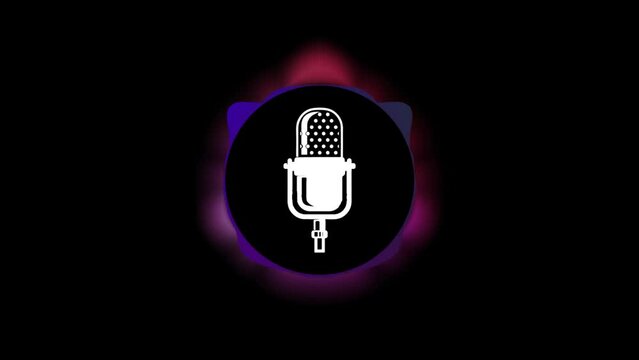 microphone and music visualizer flat animation. listening audio spectrum animated on alpha channel transparent background