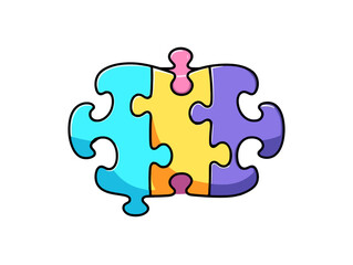 Doodle Puzzle puzzle-piece, cartoon sticker, sketch, vector, Illustration, minimalistic