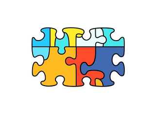 Doodle Puzzle puzzle-piece, cartoon sticker, sketch, vector, Illustration, minimalistic