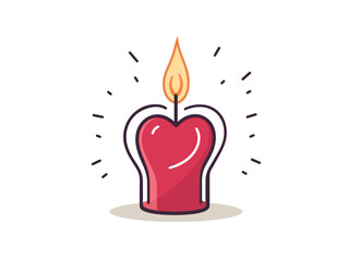 Doodle Candle with heart, cartoon sticker, sketch, vector, Illustration, minimalistic