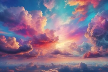 Colorfull Sky Clouds Backgrounds, Sky Clouds Backgrounds, Generative Ai
