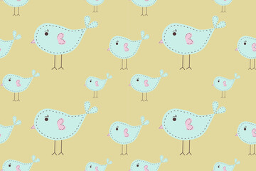 Cute bird seamless pattern