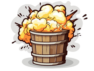 Doodle Explosive Barrel, cartoon sticker, sketch, vector, Illustration, minimalistic