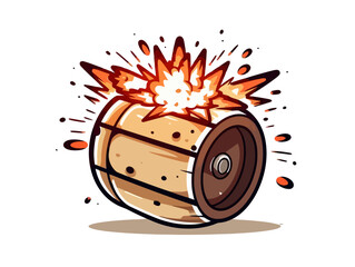 Doodle Explosive Barrel, cartoon sticker, sketch, vector, Illustration, minimalistic