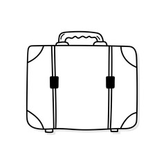 Old suitcase vector icon in doodle style. Symbol in simple design. Cartoon object hand drawn isolated on white background.