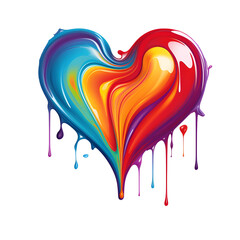 Obraz na płótnie Canvas Happy Valentine's Day rainbow heart shape icon in Y2K style. Colorful paint design for greeting cards, posters, banners, flyers, invitations to parties, and social media templates. Generative AI.