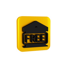 Black Free storage icon isolated on transparent background. Yellow square button.