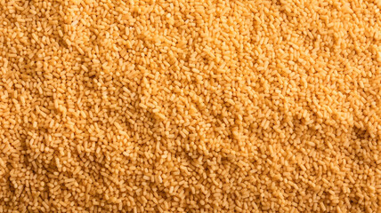 Top view of fresh granules of animal feed.
