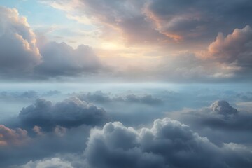 Naklejka na ściany i meble Ethereal Overcast Cloud Texture Background, Cloud Texture Background, Generative Ai