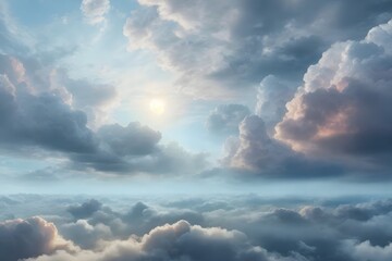 Obraz premium Ethereal Overcast Cloud Texture Background, Cloud Texture Background, Generative Ai