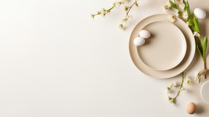 Obraz na płótnie Canvas Easter background with cutlery and eggs.