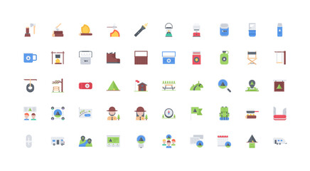 camping icon set