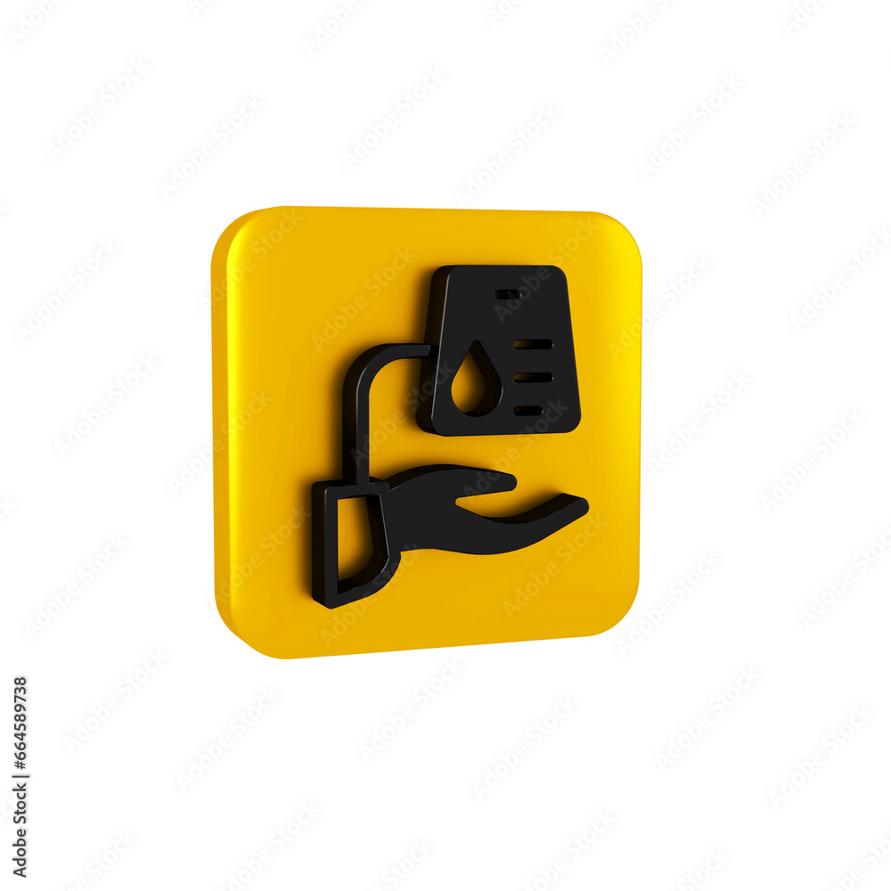 Canvas Prints black blood donation icon isolated on transparent background. yellow square button.