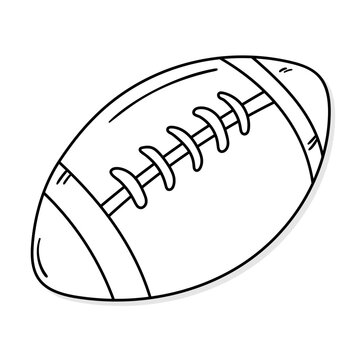 American football ball vector icon in doodle style. Symbol pigskin in simple design. Cartoon object hand drawn isolated on white background.