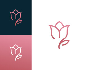 Combination letter M with Flower logo design vector illustration
