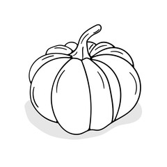 Pumpkin vector icon in doodle style. Symbol pigskin in simple design. Cartoon object hand drawn isolated on white background.