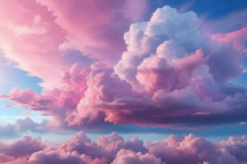 Fototapeta premium Pink And Blue Sky Cloud Background, Cloud Texture, Generative Ai