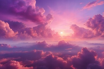 Pink And Purple Sky Clouds At Sunset Texture Background, Generative Ai