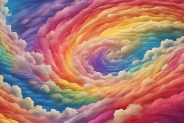 Spiral Rainbow Clouds  Background, Rainbow Clouds  Background, Generative Ai