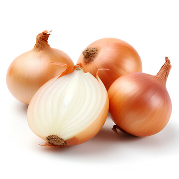 Fresh bulbs of onion isolated on white background
