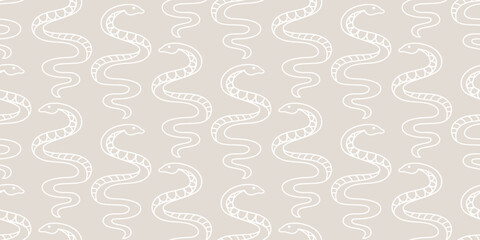 Boho Snakes Seamless pattern. Mystical background