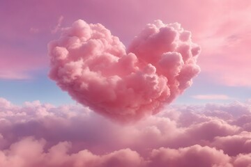 Pink Clouds Heart Background,  Clouds Heart Background, Generative Ai