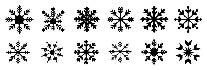 Christmas Silhouette Icon, Winter Snowflakes Icons, and Snowflake Vector: A Snow Illustration Symbol Graphic - isolated on transparent background, png - obrazy, fototapety, plakaty