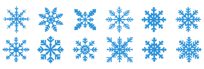 Fotobehang Snow Illustration Symbol Graphic and Winter Snowflakes Icons: A Snowflake Vector and Christmas Silhouette Icon - isolated on transparent background, png © Giu Studios