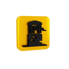 Fototapeta premium Black Well icon isolated on transparent background. Yellow square button.