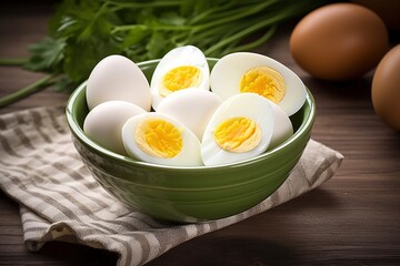 Boiled eggs in bowl.