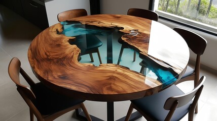 nice modern cool epoxy resin dining table