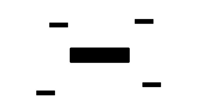 Zoom in and out animation the minus symbol. Large black symbol in the center and four small symbols around. Seamless looped 4k animation on white background