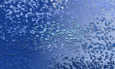 Fototapeta na wymiar blue abstract petals on a light background. blue leaves fall from above