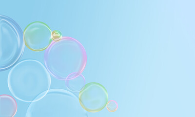 colored volumetric bubbles on a blue background